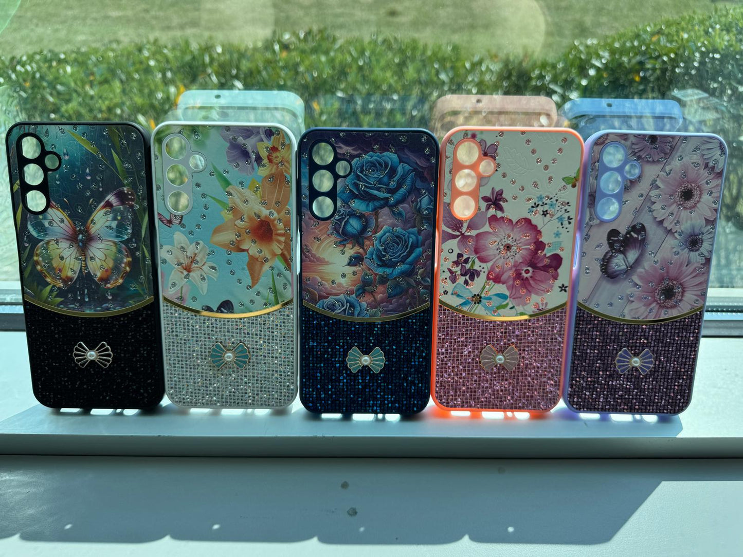 Sparkle Glitter Bling Phone Case in Navy With Colorful Cover For Galaxy A14