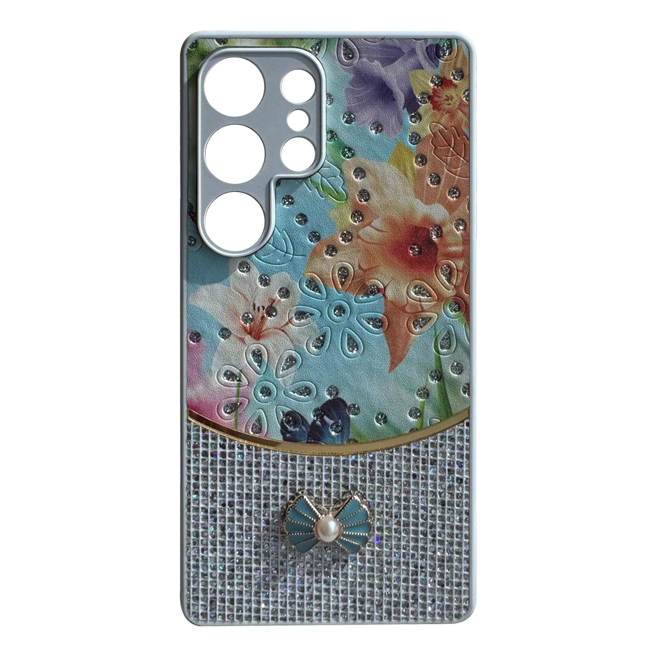 Sparkle Glitter Bling  Phone Case in White With Colorful Cover For Galaxy S25 Ultra