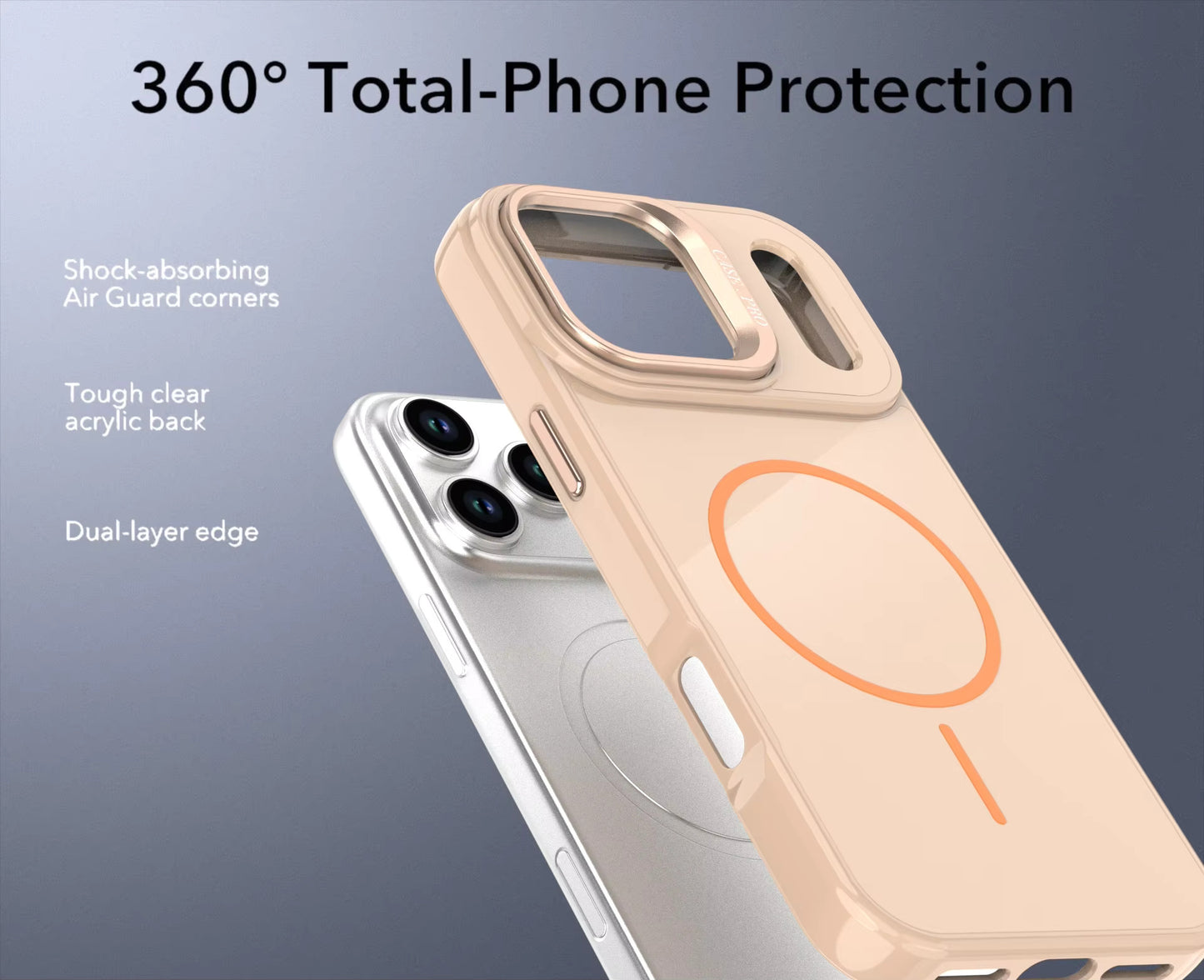 Reiko Built-in Stash Stand, Shockproof, Sturdy, Compatible with MagSafe Protection Stylish Cover, Compatible with IPHONE 17 , PC76-IPH17PP