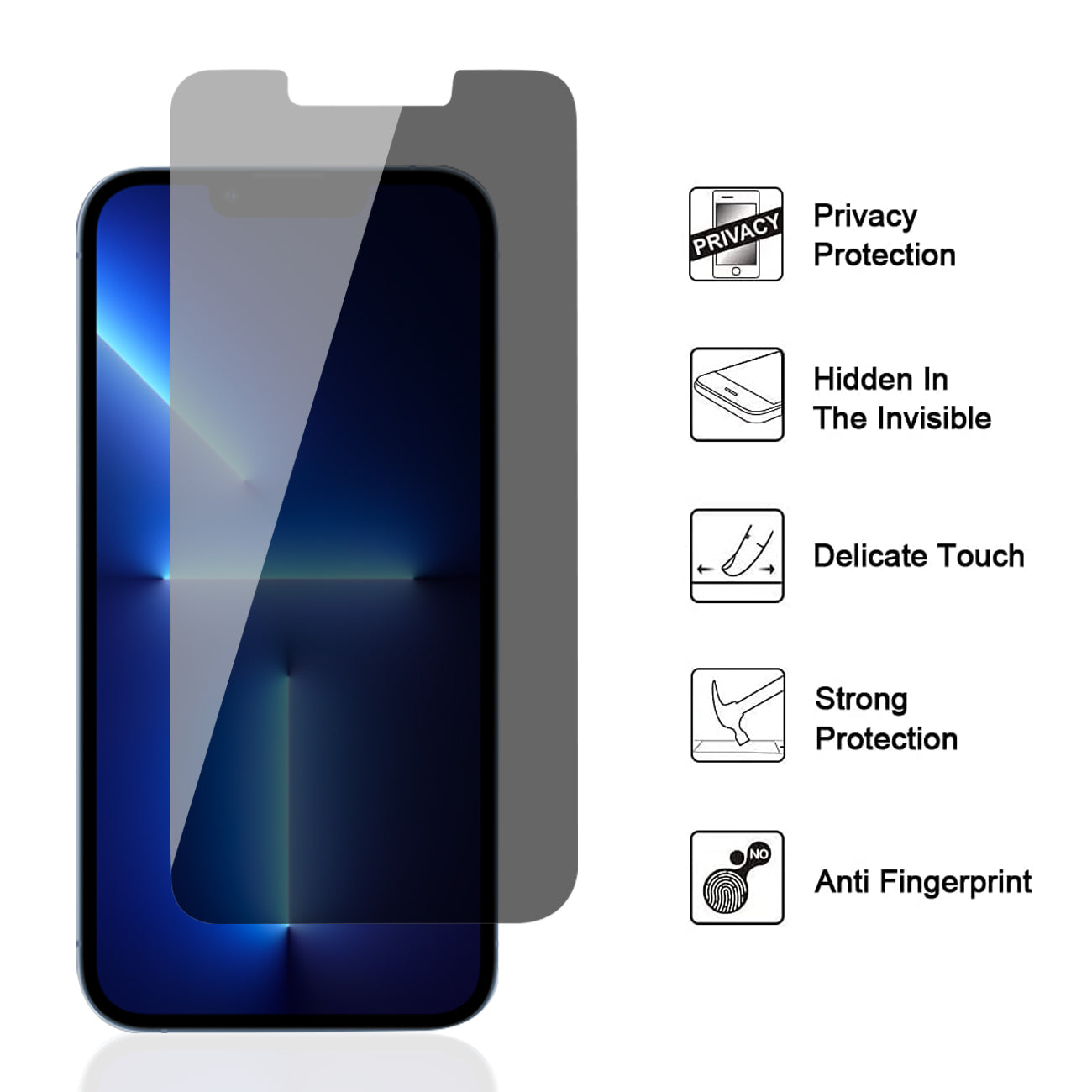 Reiko Apple iPhone 17 PRO Privacy Screen Protector In Black SKU: SCP16-IPH17PROBK