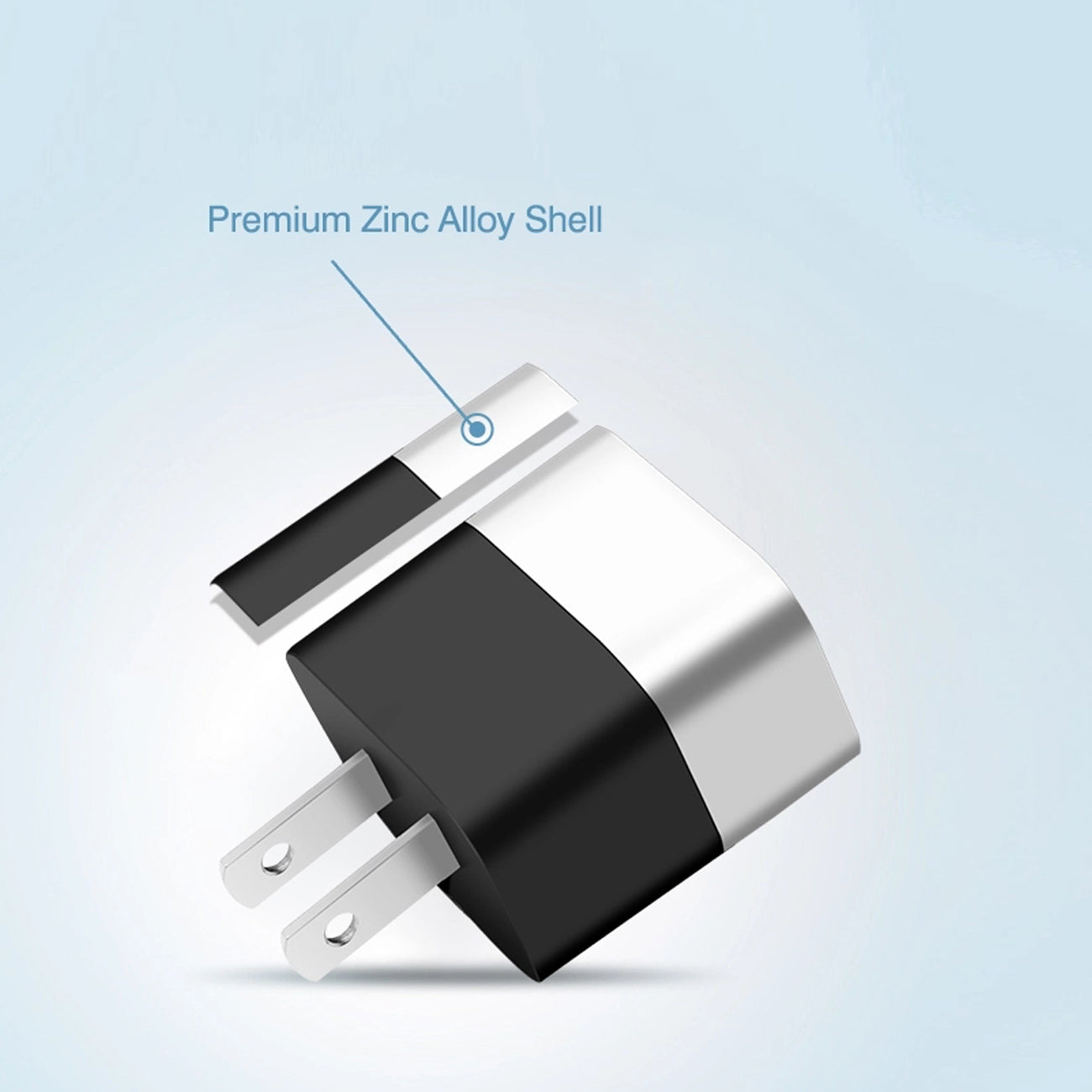 Dual Port USB Wall Charger/ Power Adapter/ Charging Block In Silver (12pcs)