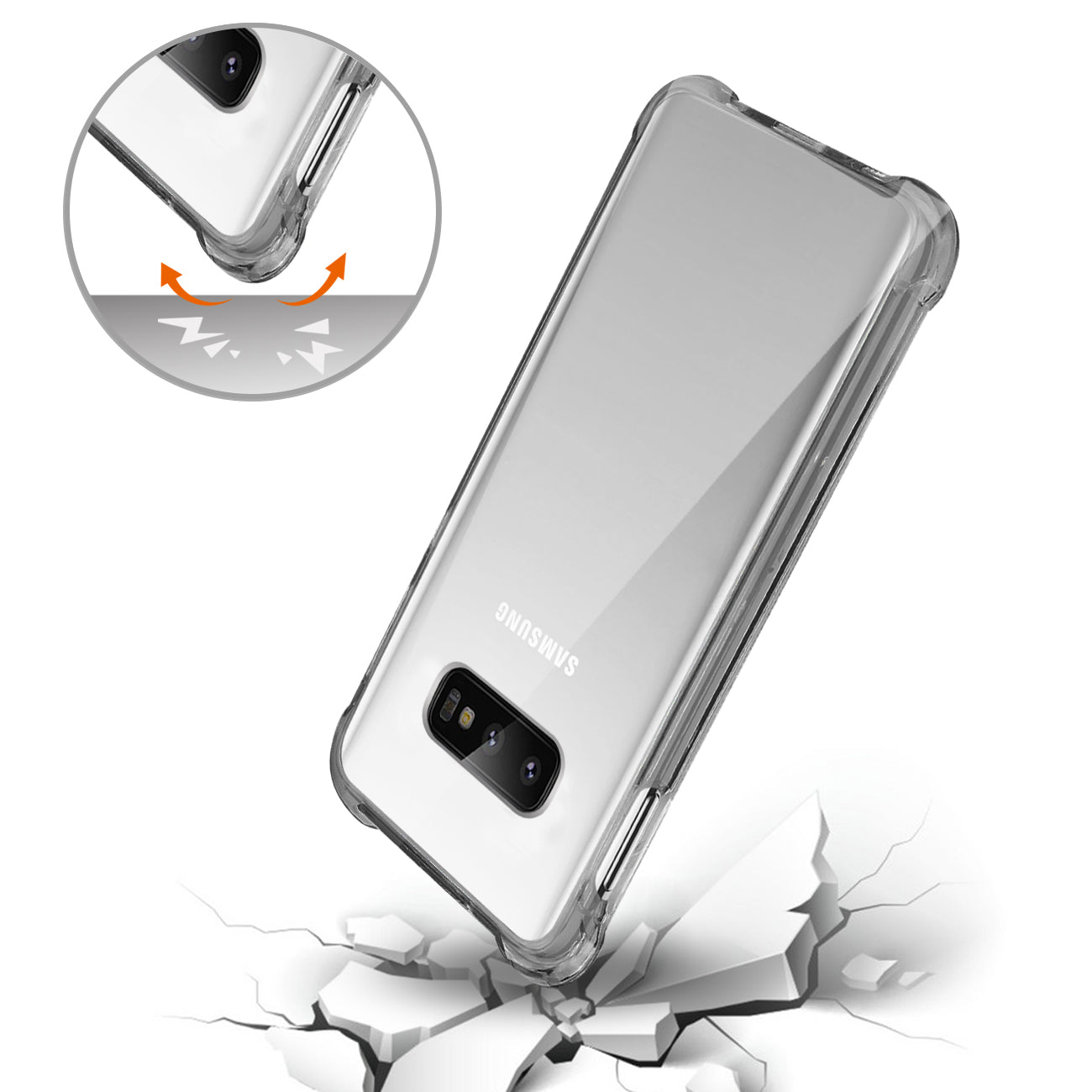 SAMSUNG GALAXY S10 Lite(S10e) Clear Bumper Case With Air Cushion Protection In Clear Black