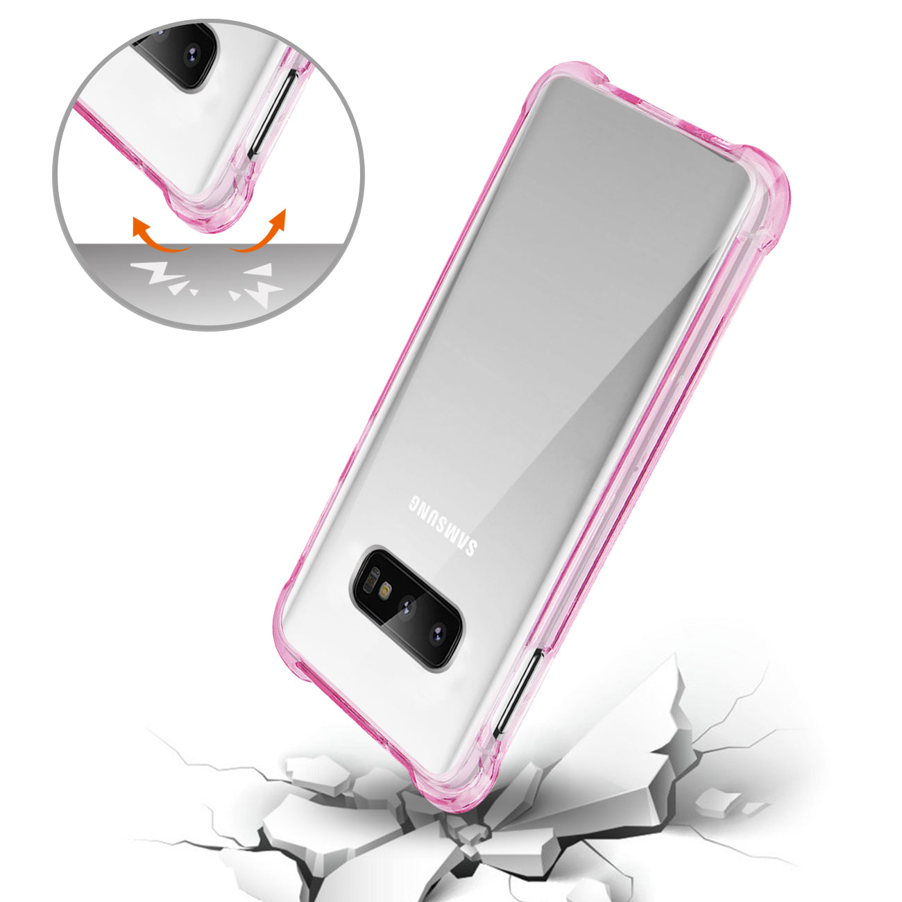 SAMSUNG GALAXY S10 Lite(S10e) Clear Bumper Case With Air Cushion Protection In Clear Hot Pink