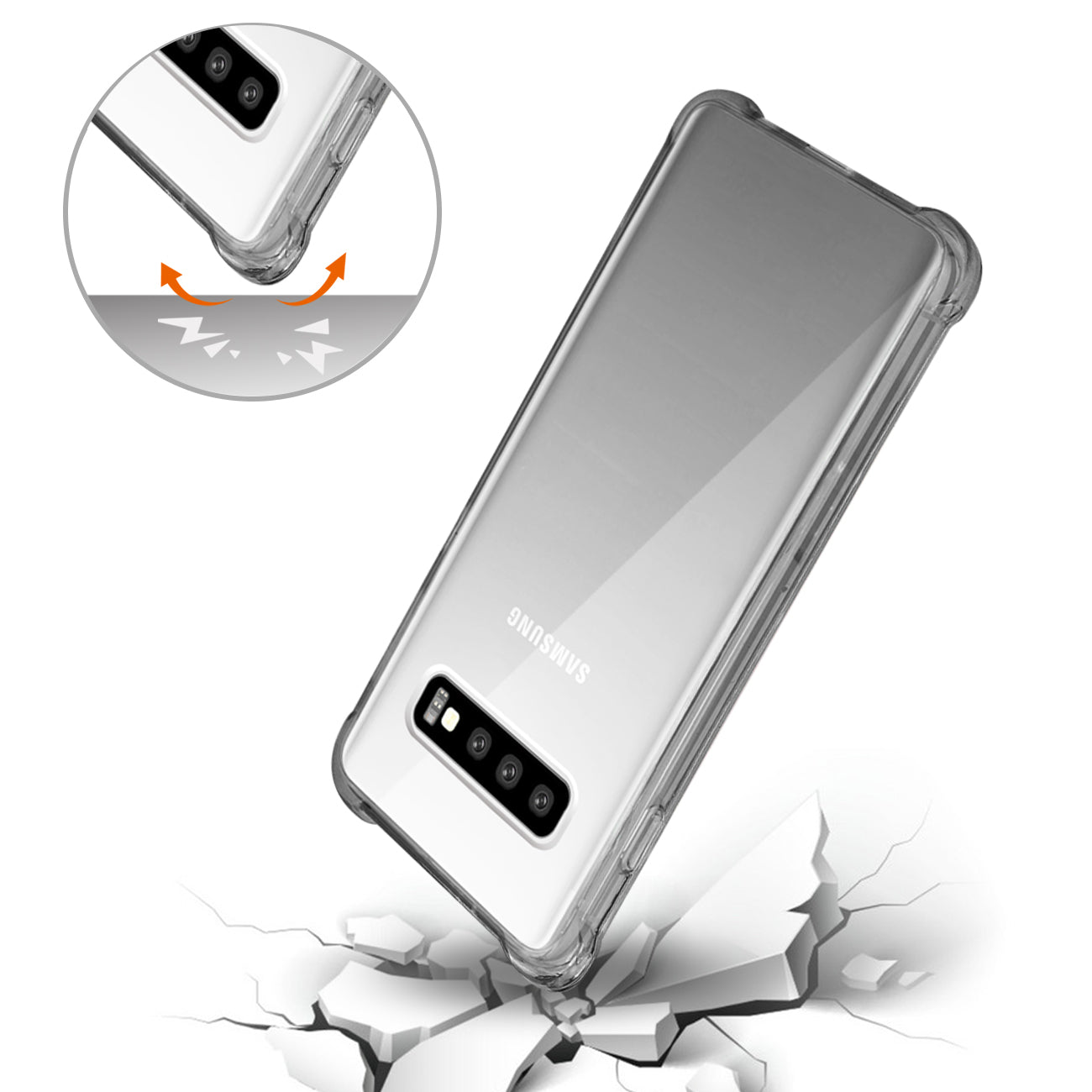 SAMSUNG GALAXY S10 Plus Clear Bumper Case With Air Cushion Protection In Clear Black