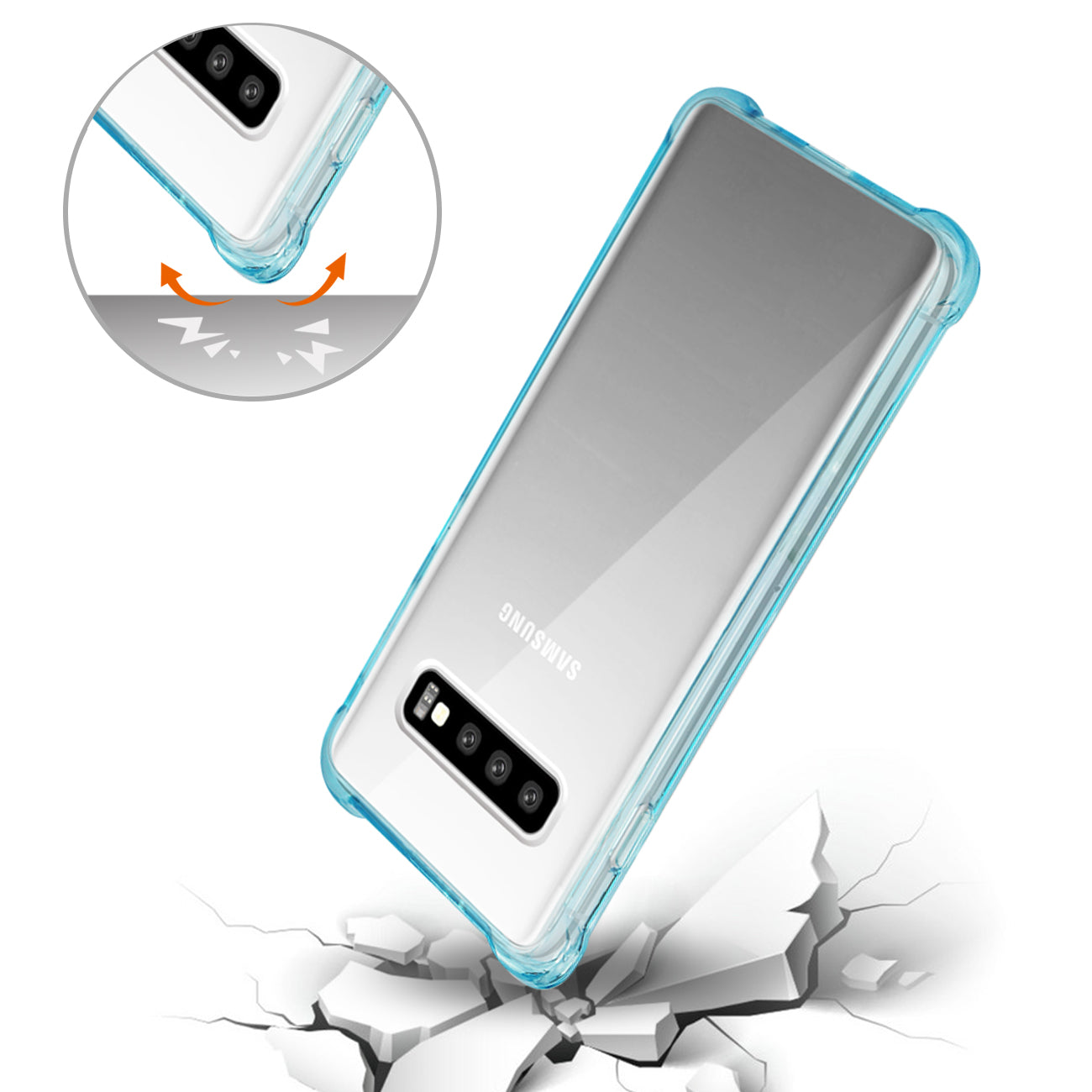 SAMSUNG GALAXY S10 Plus Clear Bumper Case With Air Cushion Protection In Clear Navy