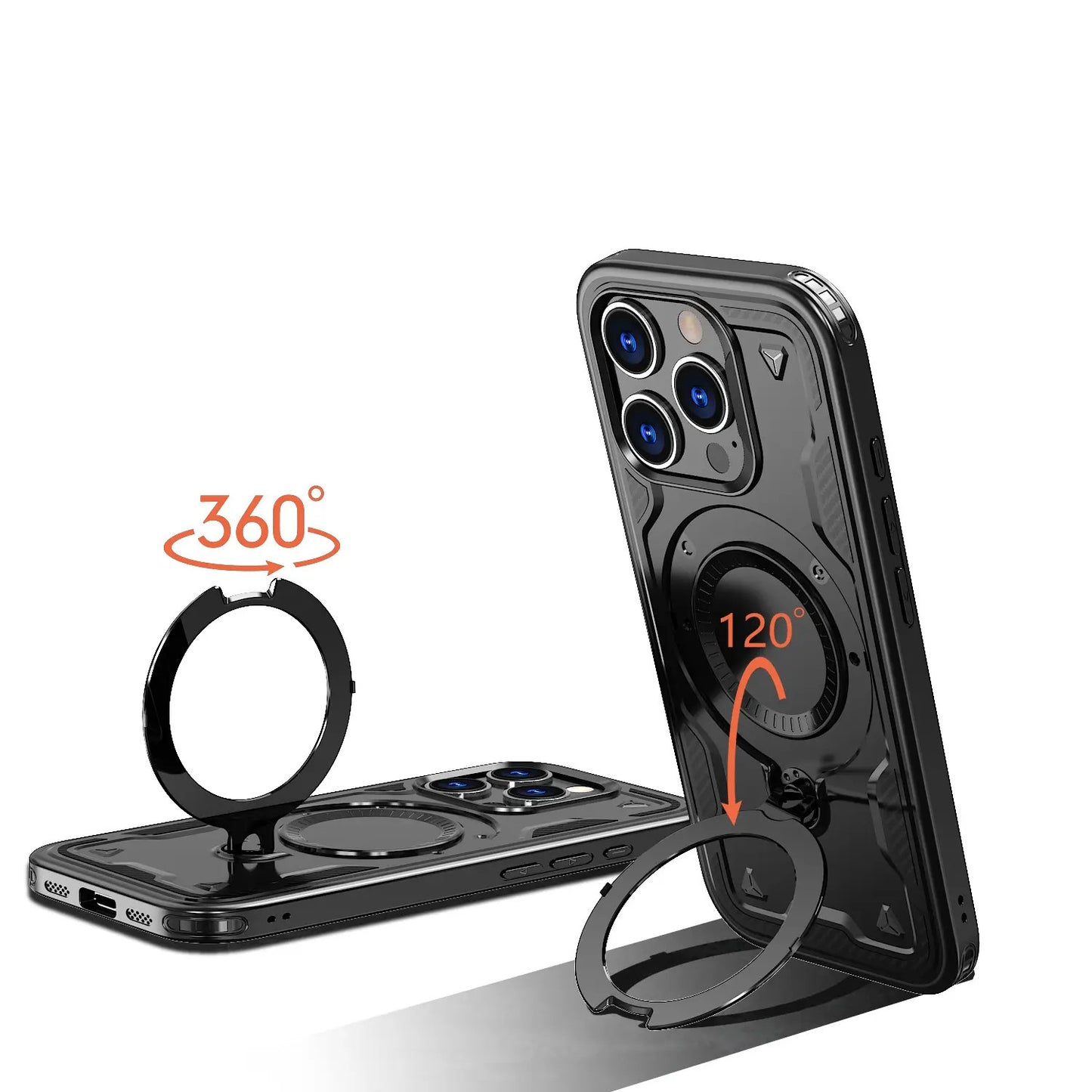 Reiko 360 Degree Rotating Magnetic Versatile Stand Black Compatible with Samsung Galaxy A15 5G