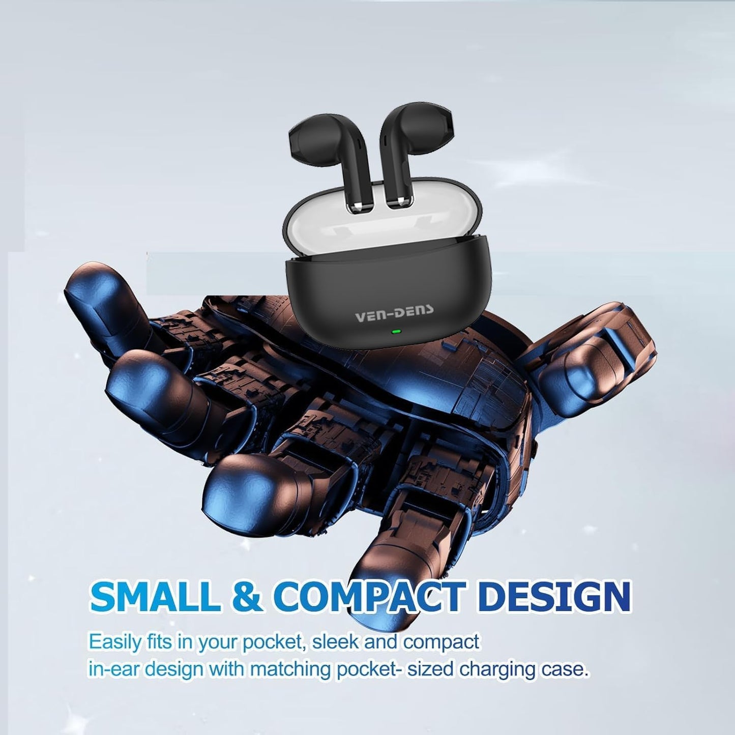 Wireless Headset Bluetooth 5.0 Headphones Stereo Twin Earbuds BT-VDBT030 In blue SKU:BT-030BL