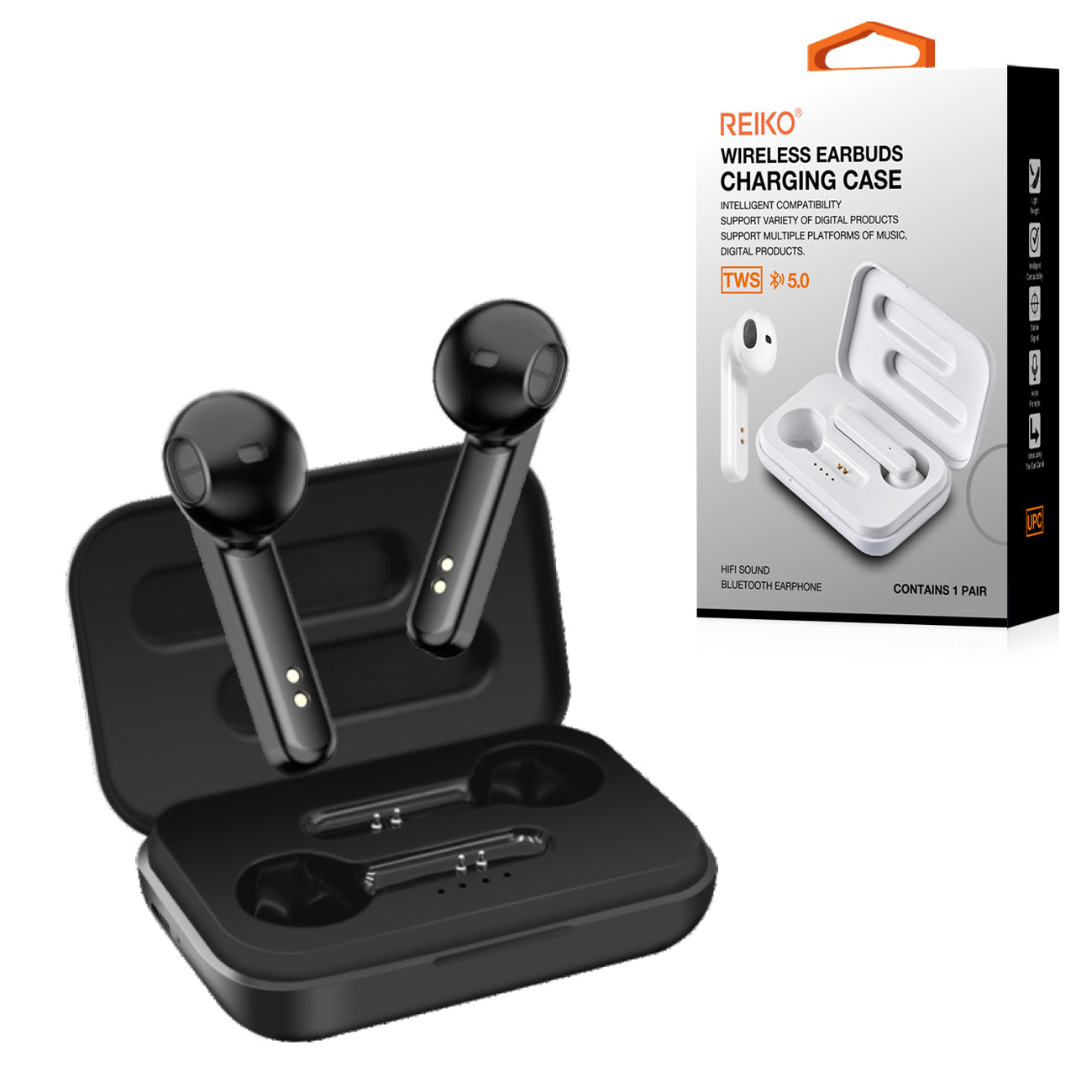 Reiko TWS Wireless Earbuds with Charging Case Macaron Finishing In Black (BT-A57BK)