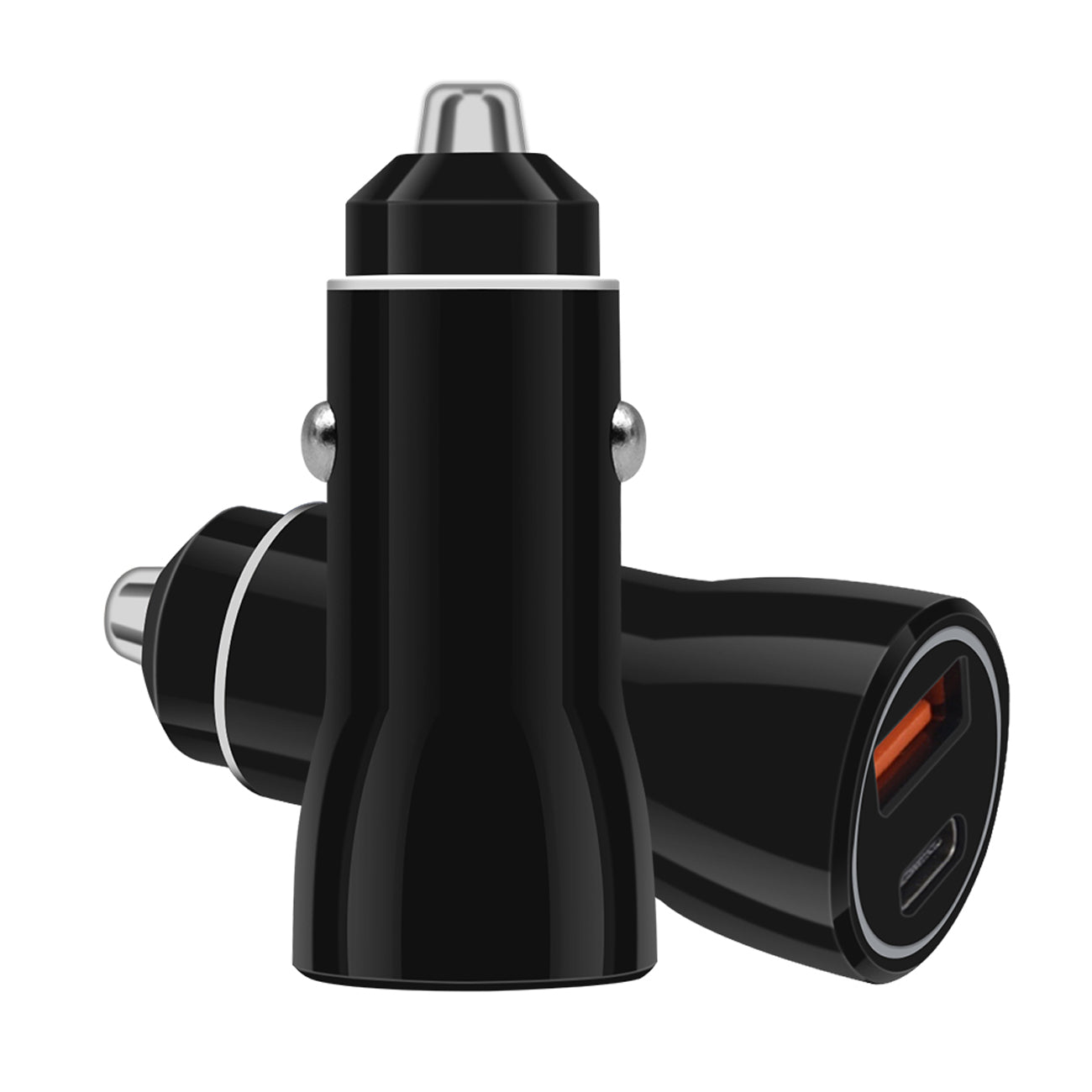 5V 3.1A USB C port Car charger In Black