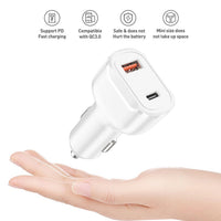 36W PD Dual Ports Travel Car Charger Adapter Fast Charging with USB-C To 8 Pin Cable SKU:CC2IN1-PD8PWH