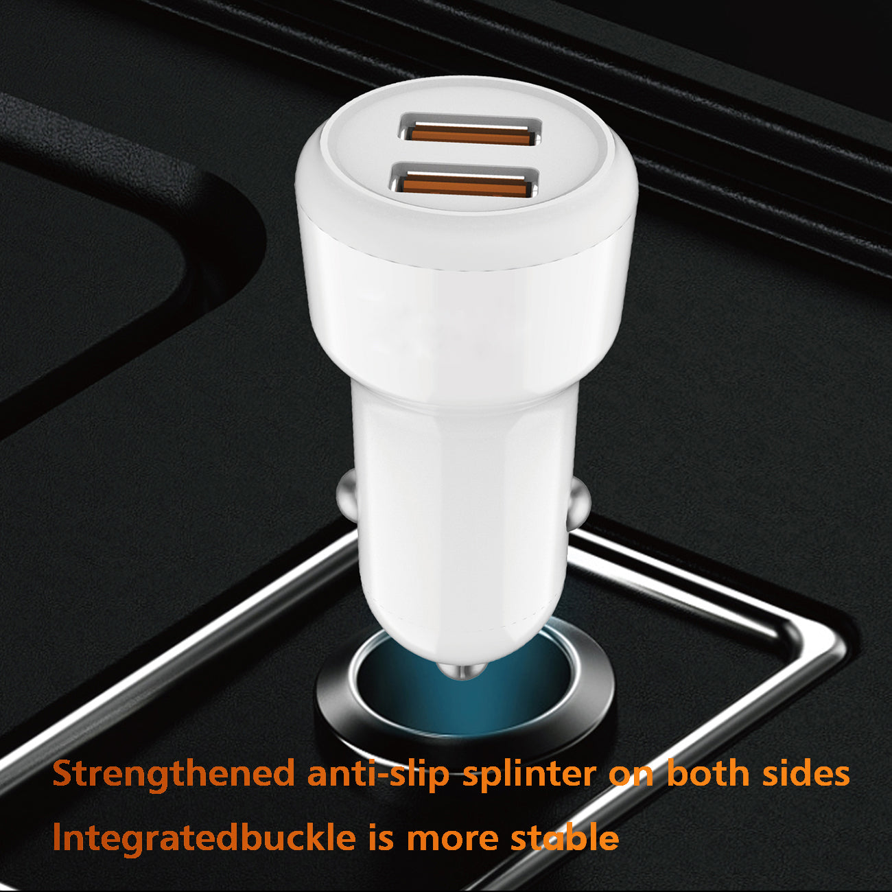 Reiko Typec Portable Car Charger With Built In 3 Ft Cable In White