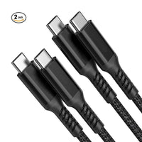 6.6FT Type C USB C To USB C Charge & Sync Data Cable In Black(2 units per pack)