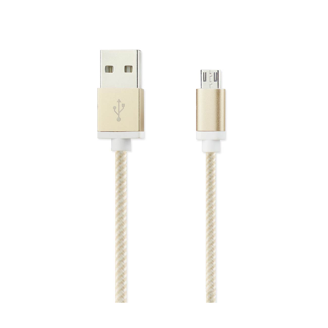 REIKO 3.3FT NYLON BRAIDED MICRO USB CHARGING & SYNC DATA CABLE FOR ANDROID PHONES IN GOLD