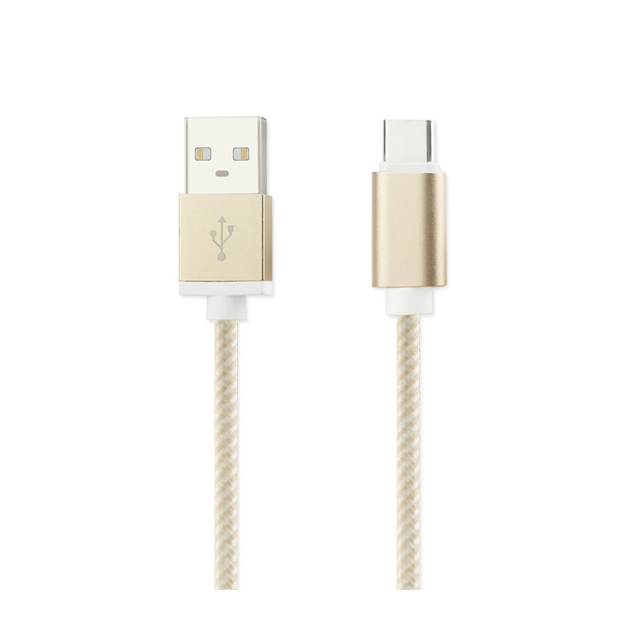 REIKO 3.3FT NYLON BRAIDED MICRO USB 2.0 CHARGING & SYNC DATA CABLE FOR TYPE C DEVICE IN GOLD