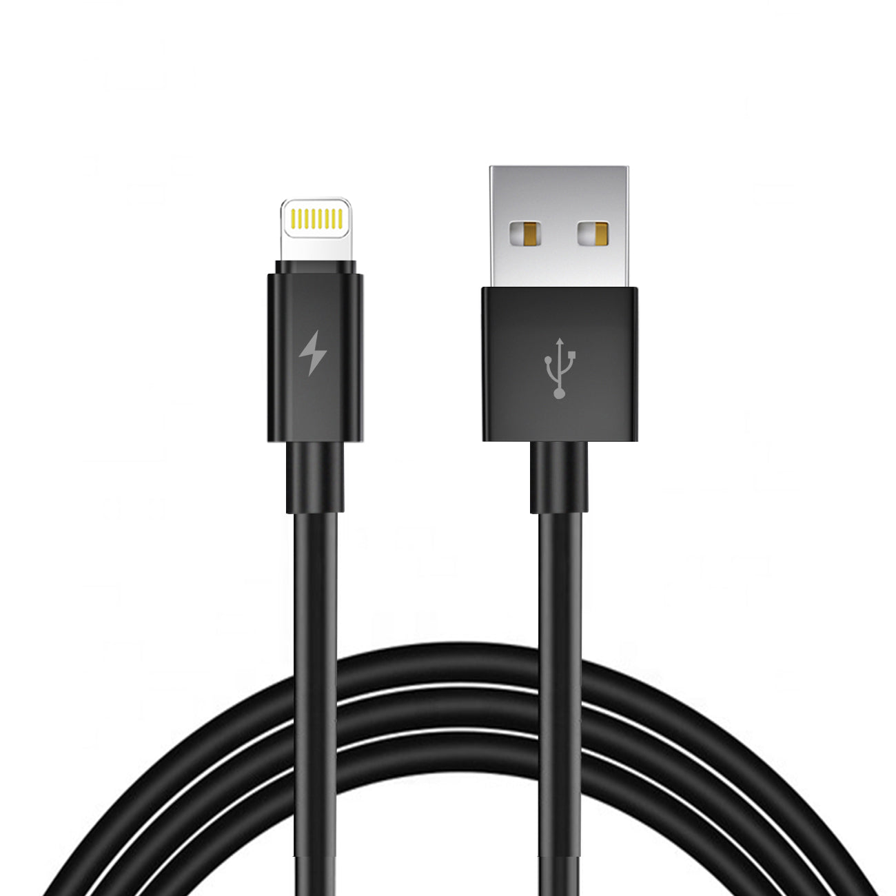 Reiko 6 FT PVC Material 8PIN USB 2.0 Data Cable In BLACK in simple packaging