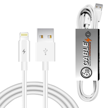 Reiko 6 FT PVC Material 8PIN USB 2.0 Data Cable In White in simple packaging