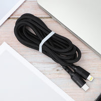 Power Delivery USB-C to 8-PIN Fast Charging & Sync Nylon-Braided 5FT Cable In Black