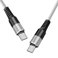 Power Delivery USB-C to C Fast Charging & Sync Nylon- Braided 5FT Cable in Silver -SKU:DC36-PDTYPEC5FTSL