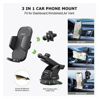 3 In 1 Car Phone Holder with Air Vent & Dashboard Functions