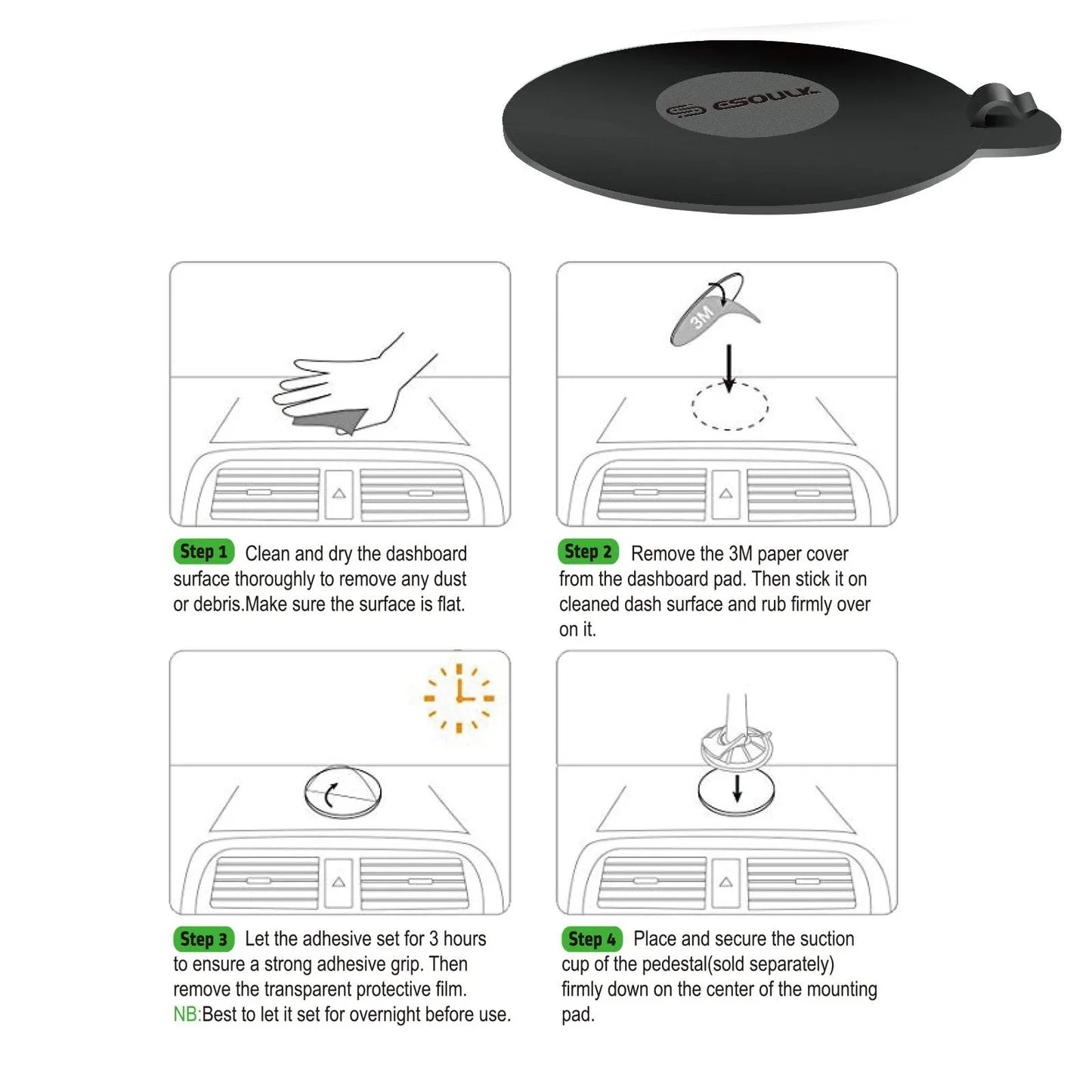 3 In 1 Car Phone Holder with Air Vent & Dashboard Functions