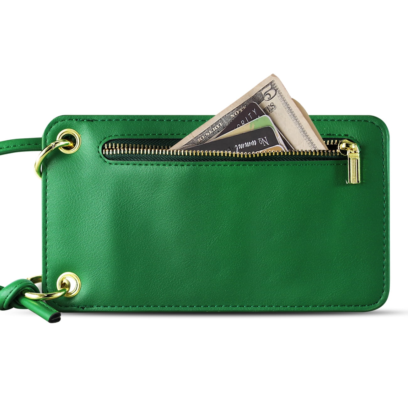 Reiko Leather Crossbody Phone Wallet Large Purse In Green (6.7 INCH)