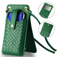 Reiko Leather Crossbody Phone Wallet Large Purse In Green (6.7 INCH)