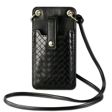 Reiko Leather Crossbody Phone Wallet Large Purse In Black（7.0 INCH)