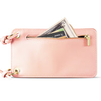 Reiko Leather Crossbody Phone Wallet Large Purse In Pink（7.0 INCH)