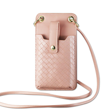 Reiko Leather Crossbody Phone Wallet Large Purse In Pink（7.0 INCH)