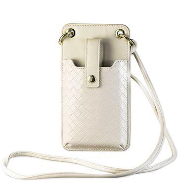 Reiko Leather Crossbody Phone Wallet Large Purse In White（7.0 INCH)