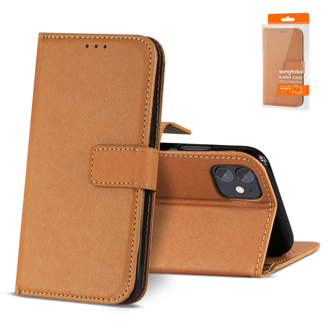 Slim Stand Case with Card Holder Slots APPLE IPHONE 12 MINI In Brown