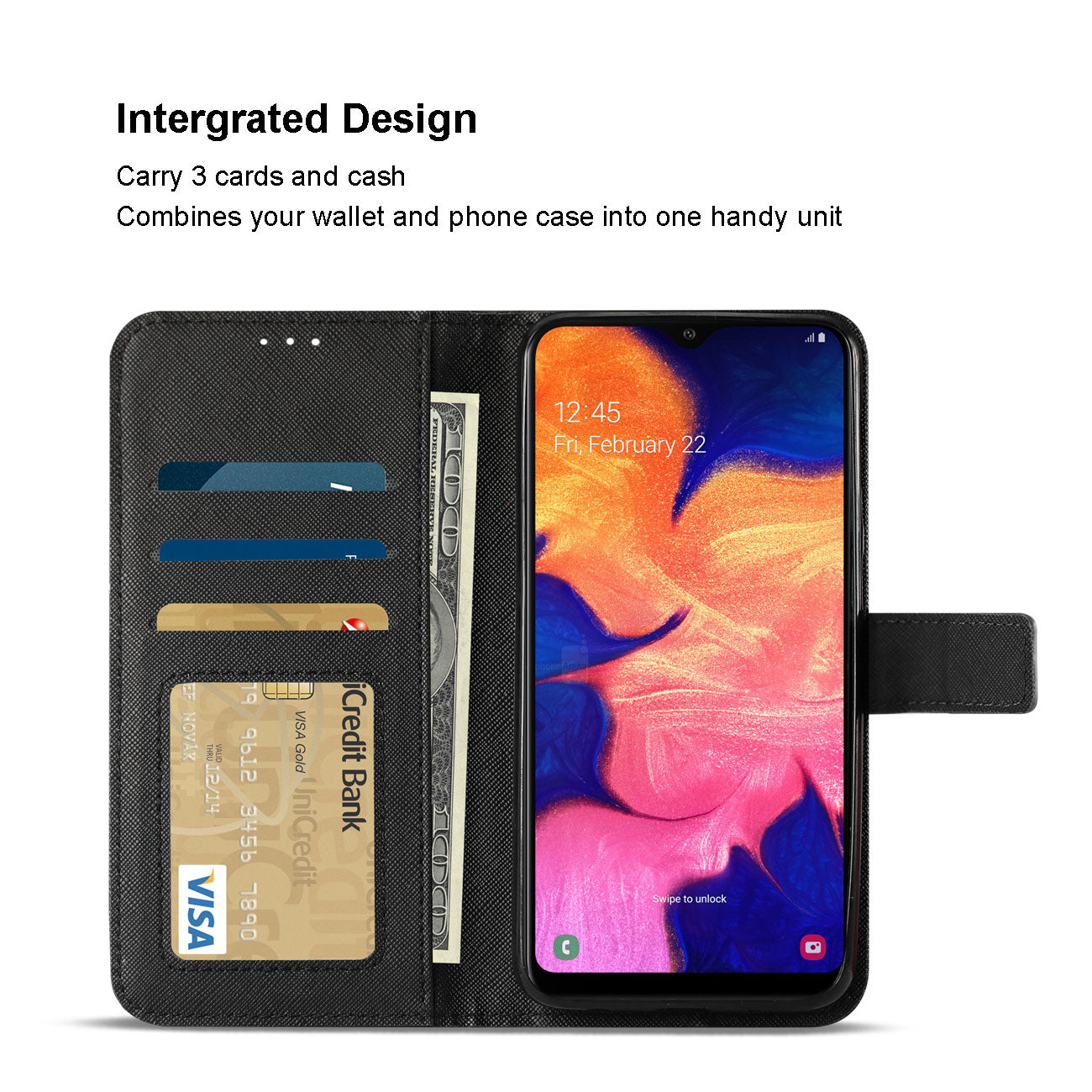 Reiko SAMSUNG GALAXY A10 3-In-1 Wallet Case In BLACK
