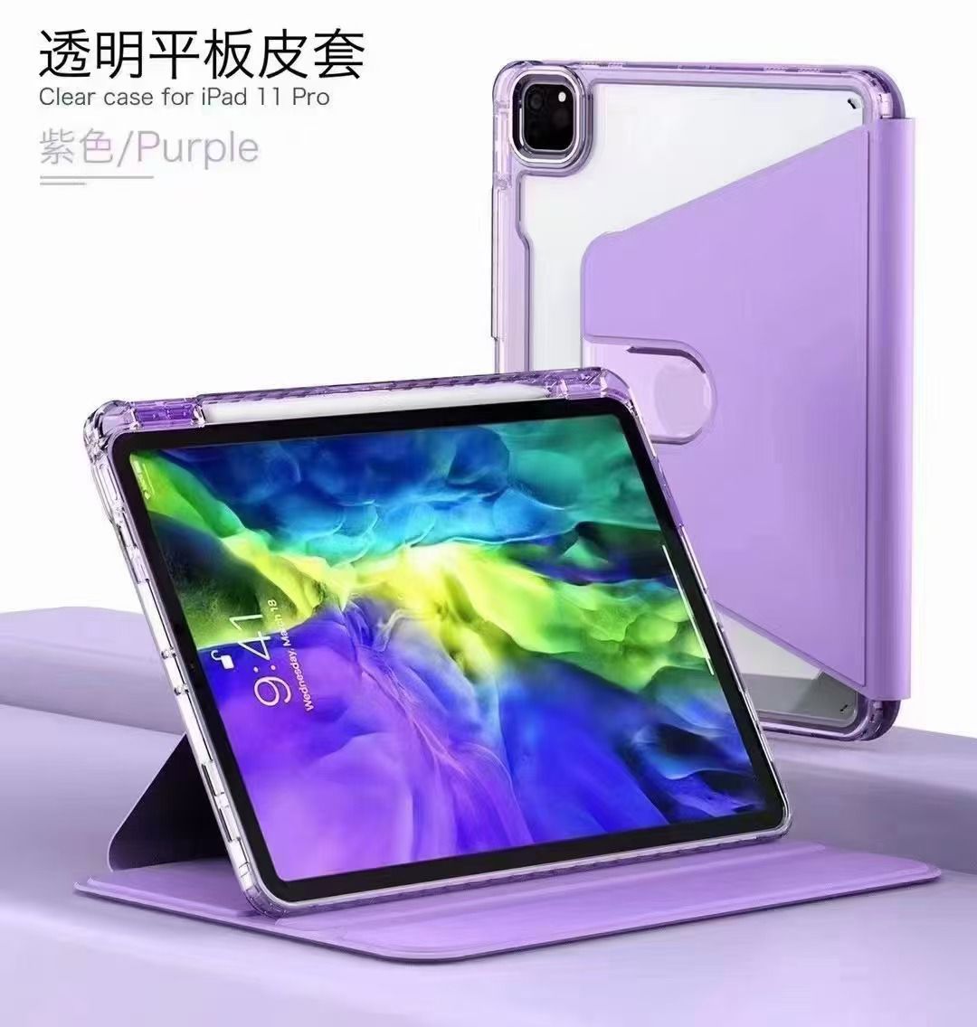 PU Leather Case (Purple) For iPad 10.9 inches 2022 360 Degree Rotate Cover Stand and pencil holder