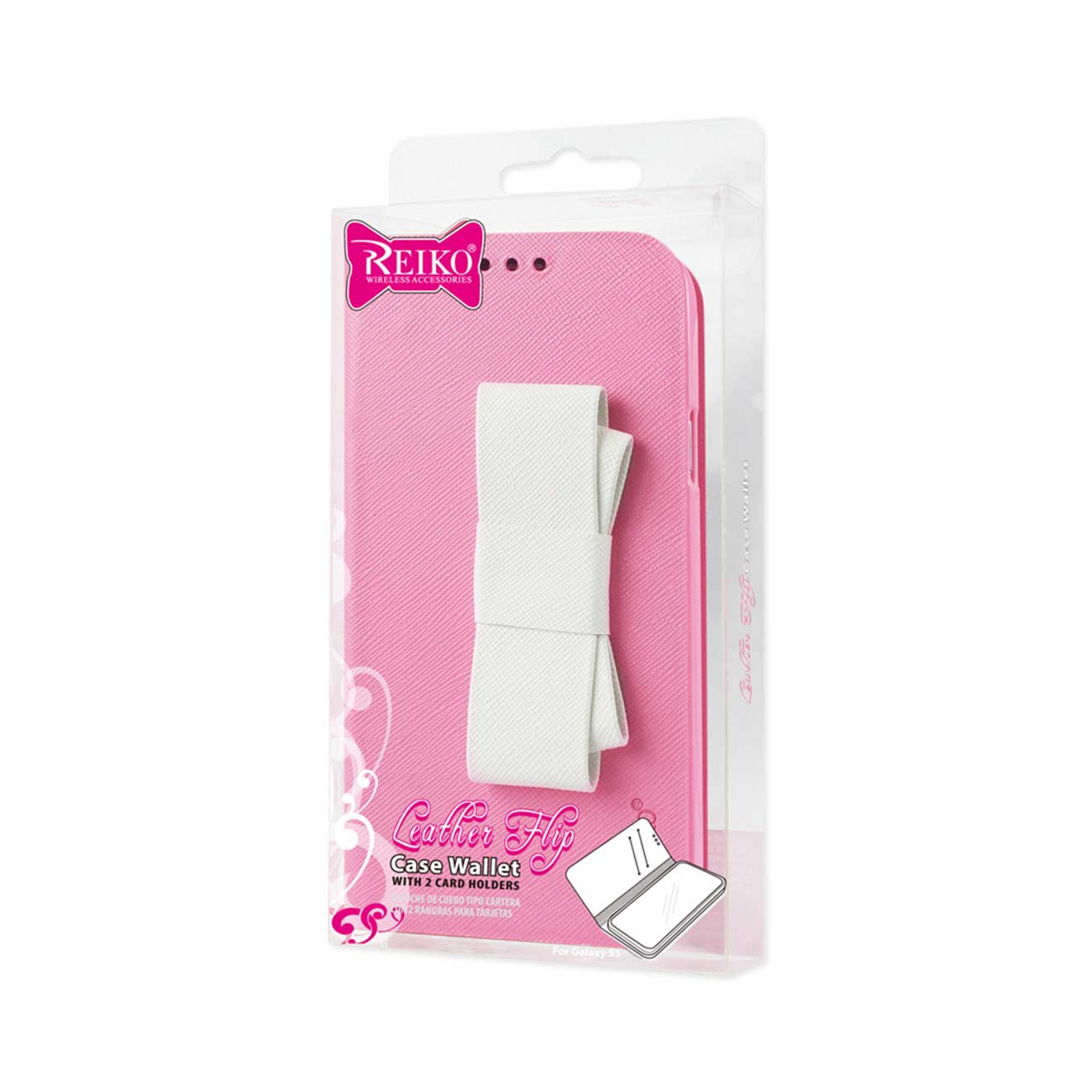 REIKO SAMSUNG GALAXY S5 FOLIO WALLET CASES-PINK WHITE (FC30-SAMS5PKWH)