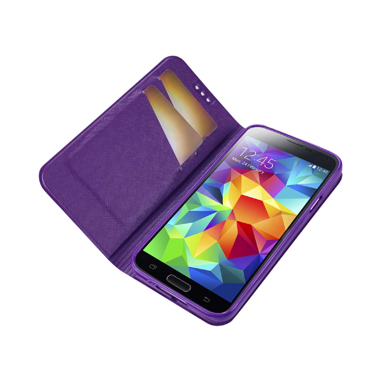 REIKO SAMSUNG GALAXY S5 FOLIO WALLET CASES-PURPLE WHITE (FC30-SAMS5PPWH)
