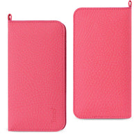 REIKO UNIVERSAL WALLET PHONE CASE IPHONE 6 PLUS/ 6S PLUS/ 7 PLUS/ SAMSUNG GALAXY S8 EDGE WITH SIDE POCKETS AND MAGNETIC FLAP IN HOT PINK (6.37X3.21X0.43 INCHES SLIM) (FC33-643204HK)