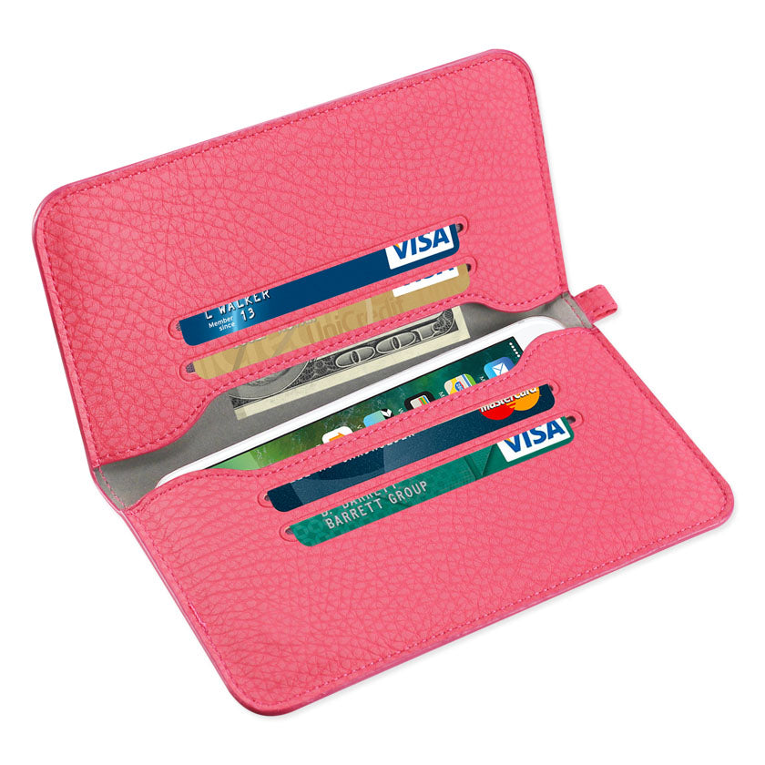 REIKO UNIVERSAL WALLET PHONE CASE WITH SIDE POCKETS AND MAGNETIC FLAP FOR SAMSUNG NOTE 5 (6.180X3.15X0.45 INCHES) IN HOT PINK (FC33-623205HK)