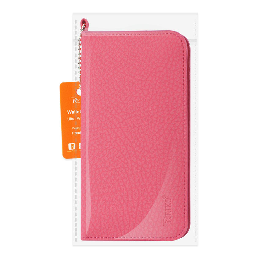 REIKO UNIVERSAL WALLET PHONE CASE WITH SIDE POCKETS AND MAGNETIC FLAP FOR SAMSUNG NOTE 5 (6.180X3.15X0.45 INCHES) IN HOT PINK (FC33-623205HK)