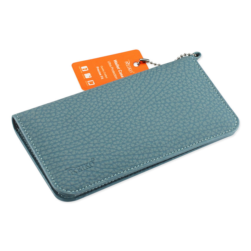 REIKO UNIVERSAL WALLET PHONE CASE IPHONE 6 PLUS/ 6S PLUS/ 7 PLUS/ SAMSUNG GALAXY S8 EDGE WITH SIDE POCKETS AND MAGNETIC FLAP IN NAVY (6.37X3.21X0.43 INCHES SLIM) (FC33-643204NV)