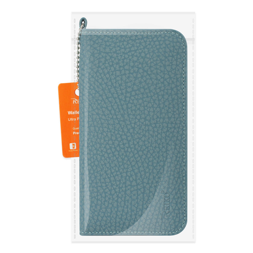 REIKO UNIVERSAL WALLET PHONE CASE IPHONE 6 PLUS/ 6S PLUS/ 7 PLUS/ SAMSUNG GALAXY S8 EDGE WITH SIDE POCKETS AND MAGNETIC FLAP IN NAVY (6.37X3.21X0.43 INCHES SLIM) (FC33-643204NV)