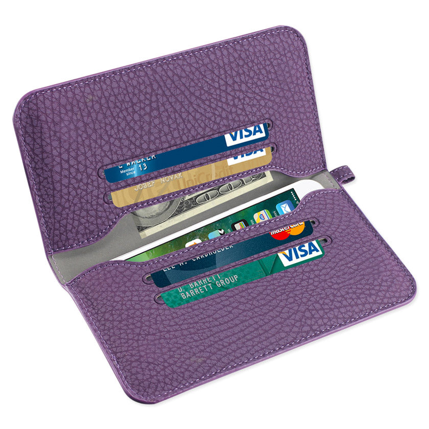 REIKO UNIVERSAL WALLET PHONE CASE WITH SIDE POCKETS AND MAGNETIC FLAP FOR SAMSUNG NOTE 5 (6.180X3.15X0.45 INCHES) IN PURPLE (FC33-623205PP)