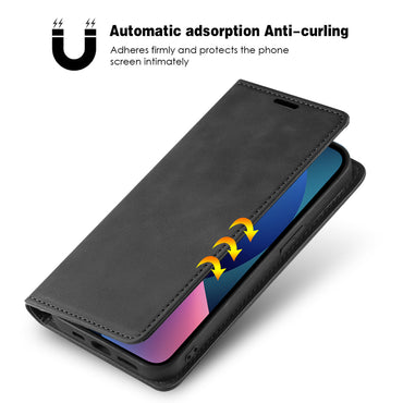 Magnetic wallet  Leather phone case For Apple iPhone 13 Mini (Black)