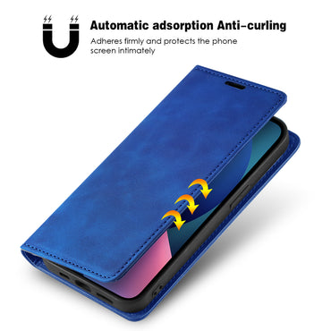 Magnetic wallet  Leather phone case For Apple iPhone 13 Mini (Blue)