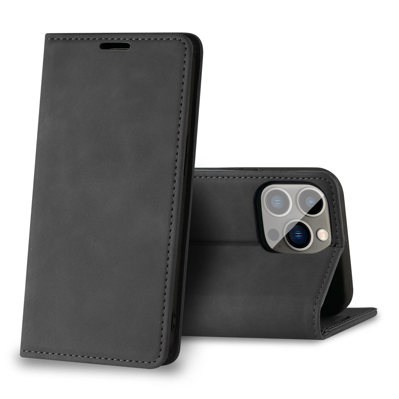 Magnetic wallet  Leather phone case For Apple iPhone 13 Pro (Black)