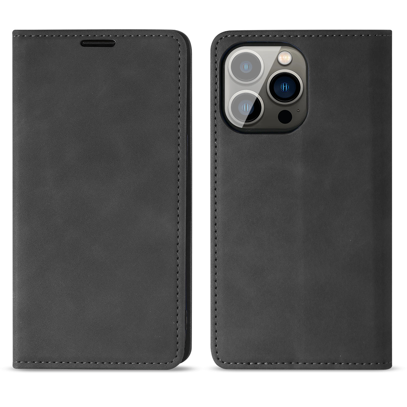 Magnetic wallet  Leather phone case For Apple iPhone 13 Pro (Black)