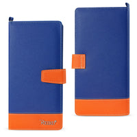 REIKO IPHONE 6/ 6S TWO TONE SUPER WALLET CASE WITH MULTIPLE CARD SLOTS IN ORANGE NAVY