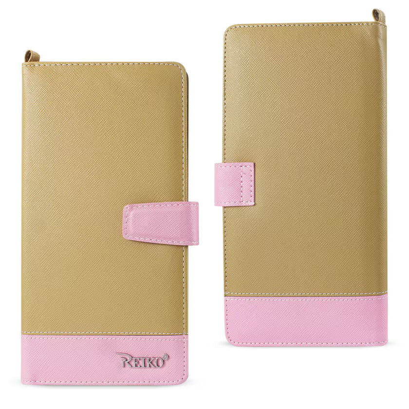 REIKO IPHONE 6/ 6S TWO TONE SUPER WALLET CASE WITH MULTIPLE CARD SLOTS IN PINK GOLD