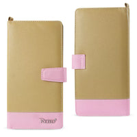 REIKO IPHONE 6/ 6S TWO TONE SUPER WALLET CASE WITH MULTIPLE CARD SLOTS IN PINK GOLD