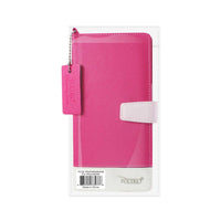 REIKO IPHONE 6/ 6S TWO TONE SUPER WALLET CASE WITH MULTIPLE CARD SLOTS IN WHITE HOT PINK