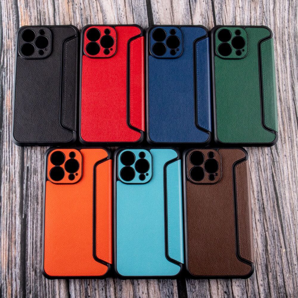 Magnetic wallet Leather phone case For Apple iPhone 14 In Orange